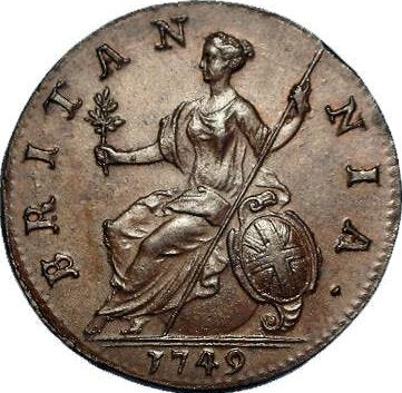 1749 Halfpenny S3719 BMC 879 UNC