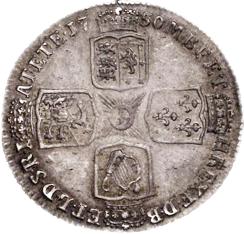 1750 Shilling Old head Plain in angles Oval 0 S3704 ESC 1729 GEF