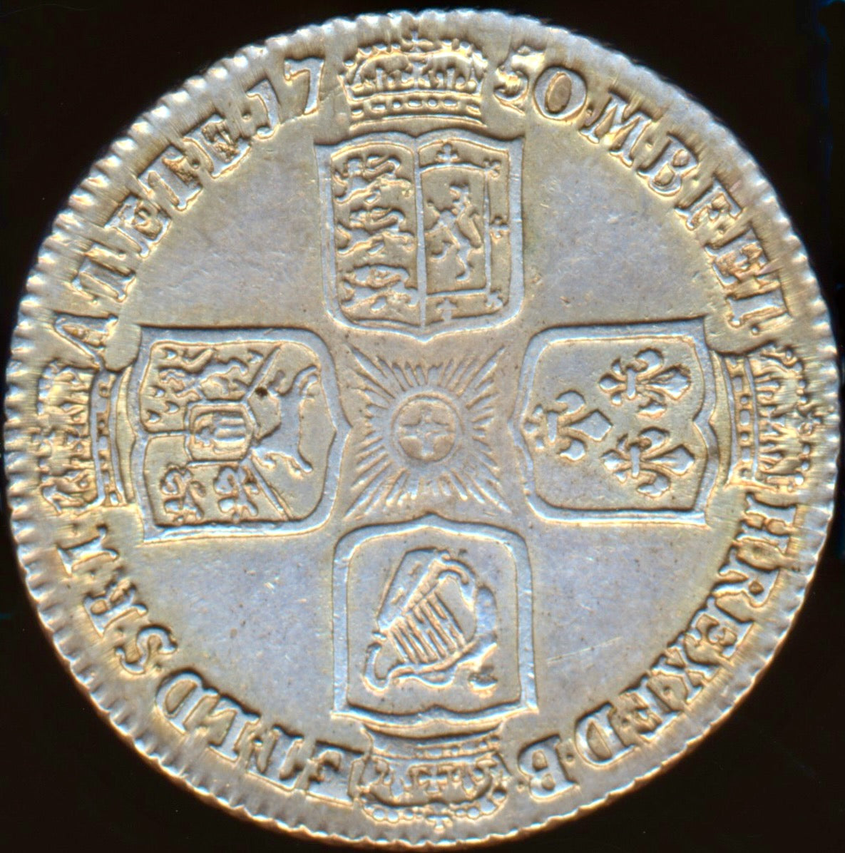 1750/46 Shilling Old head Plain in angles S3704 ESC 1732 GVF