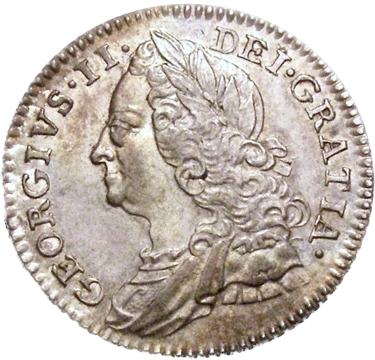 1750 Sixpence Old head Plain in angles S3711 ESC 1760 Scarce UNC