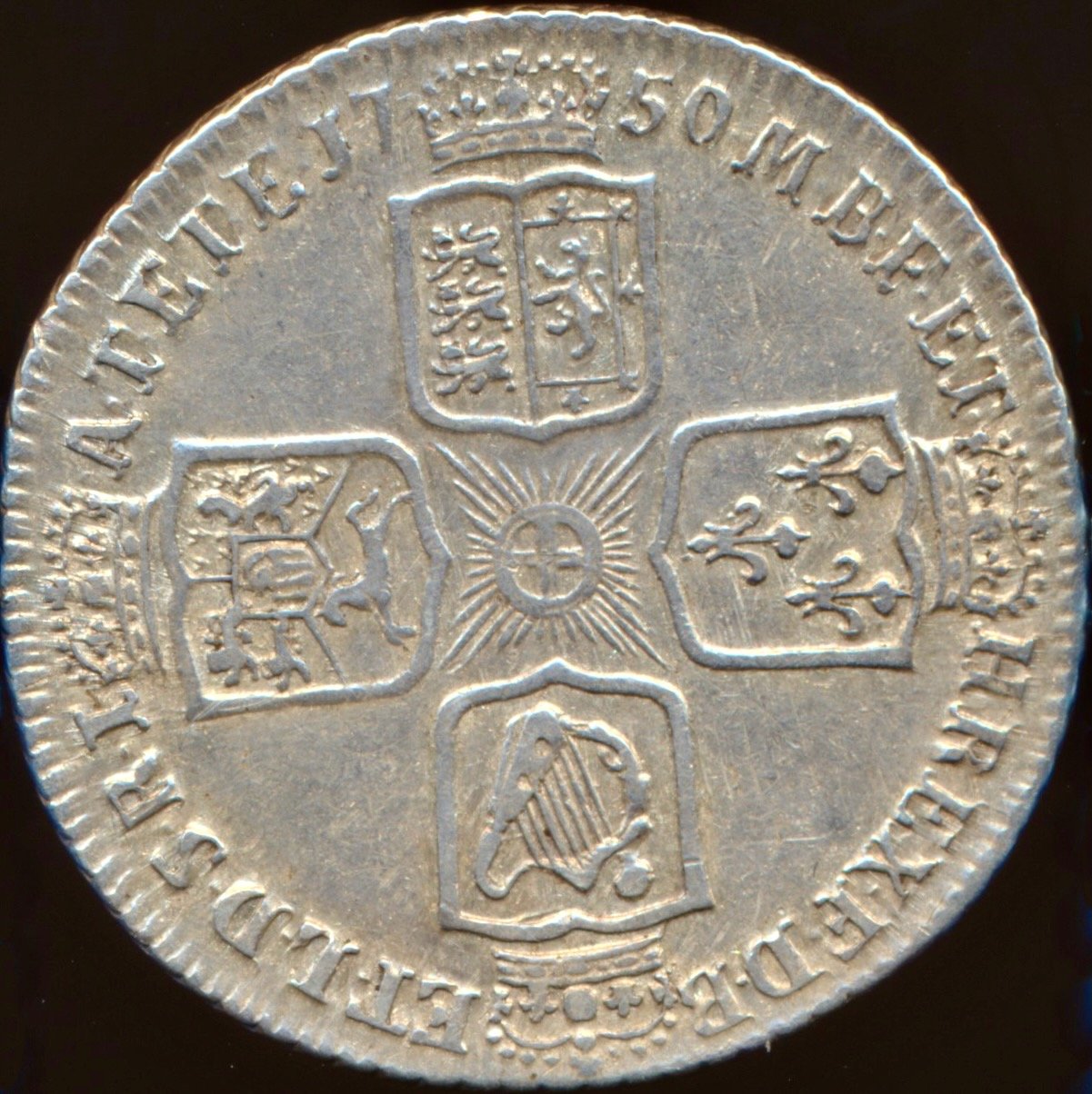 1750 Shilling Old head Plain in angles Narrow 0 S3704 ESC 1729 GVF/NEF