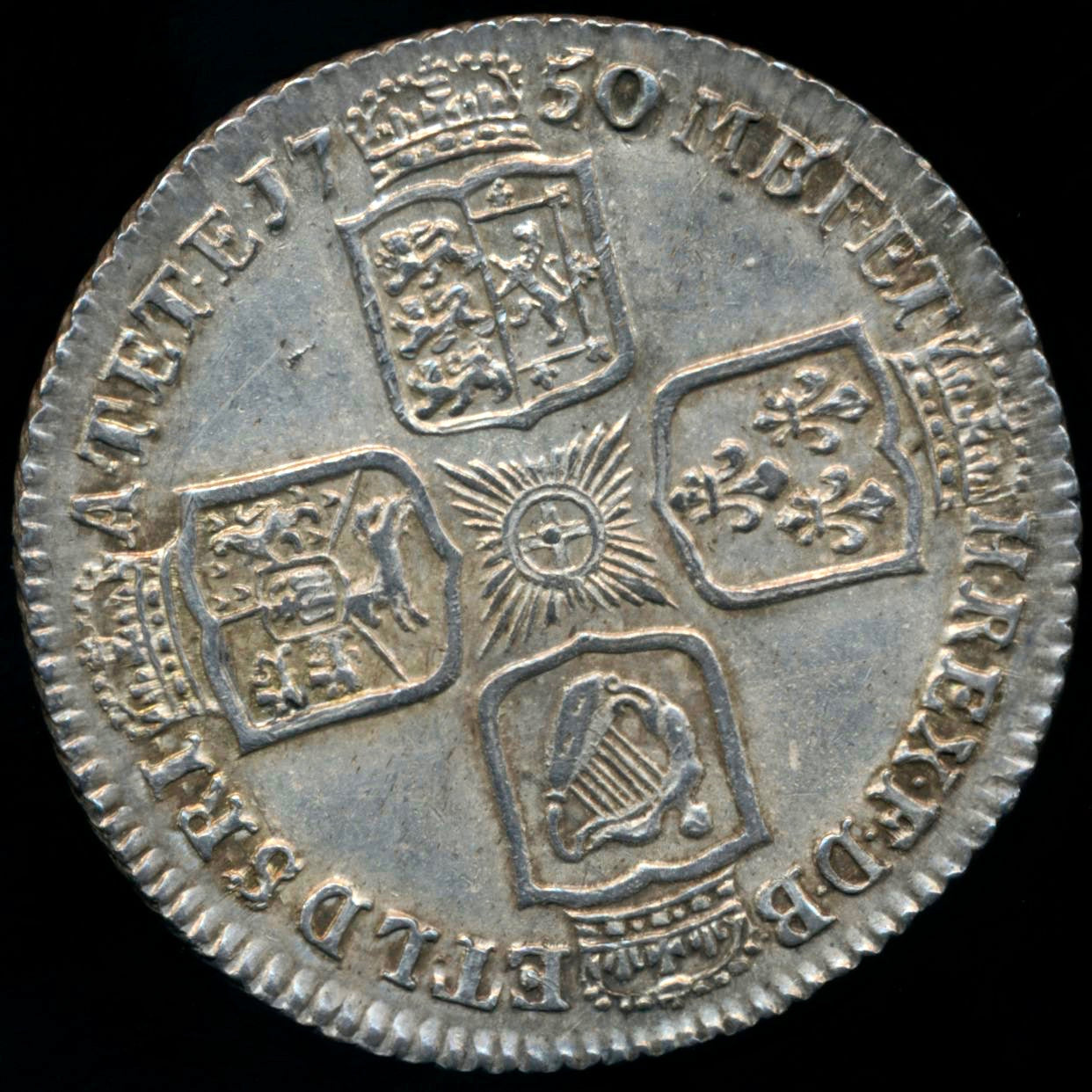 1750/46 Shilling Old head Plain in angles Wide 0 S3704 ESC 1732 Scarce NEF