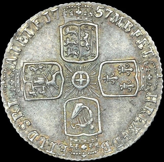 1757 Sixpence Old head Plain in angles S3711 ESC 1762 GEF