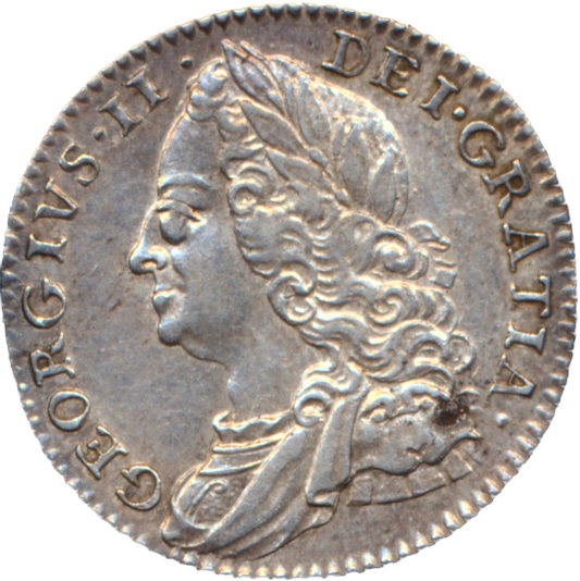 1758 Sixpence Old head Plain in angles S3711 ESC 1763 NEF/EF