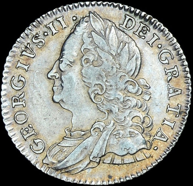 1758/7 Sixpence Old head Plain in angles S3711 ESC 1764 Very rare (R3) NEF/EF