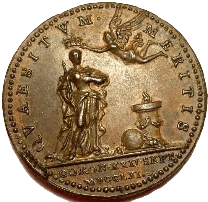 1761 Coronation copper medal E696 BHM 66 VF