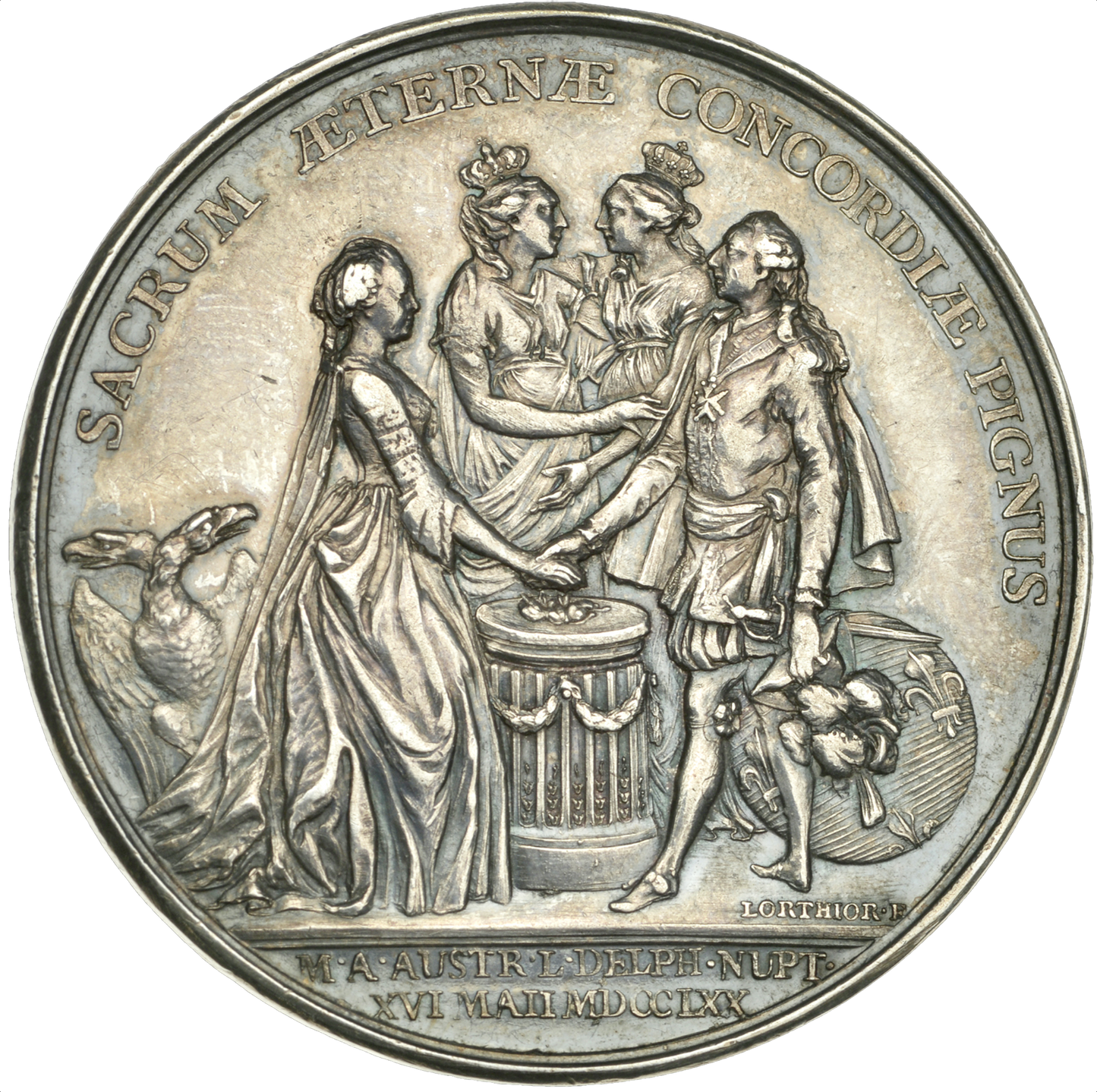 1770 FRANCE Marriage of the Dauphin and Marie Antoinet 38mm silver medal NEF