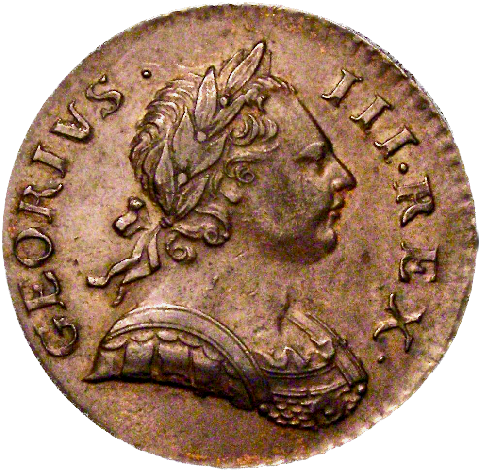 1772 Halfpenny GEORIVS error S3774 BMC 900 Rare EF