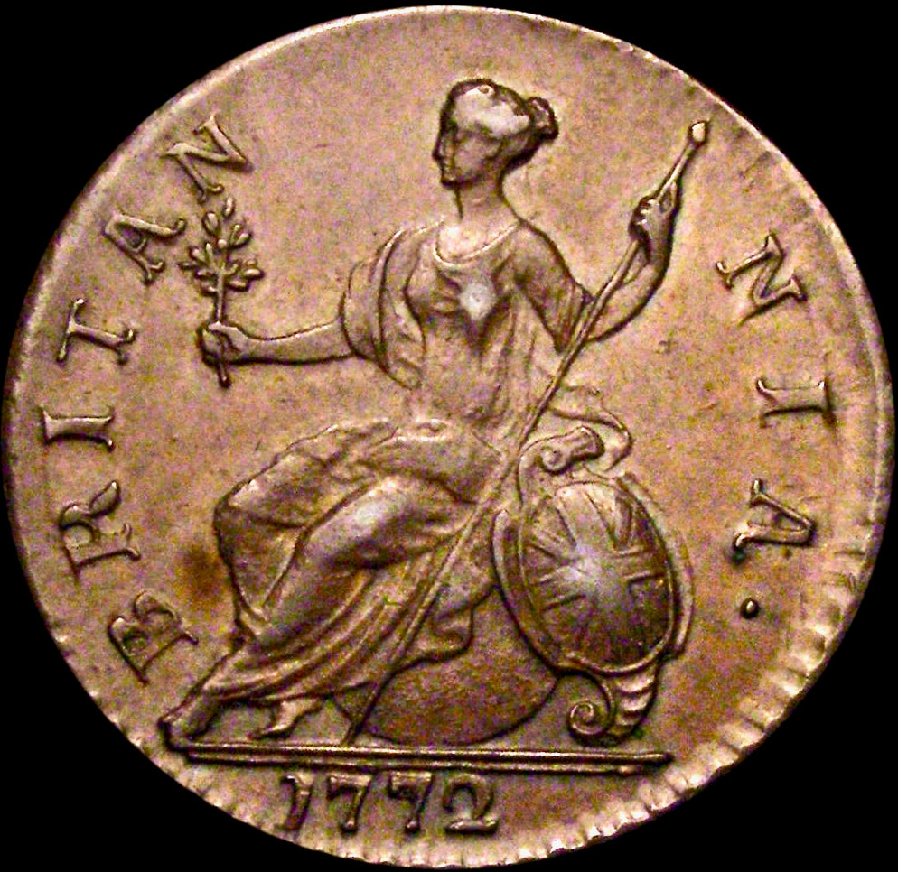 1772 Halfpenny GEORIVS error S3774 BMC 900 Rare EF