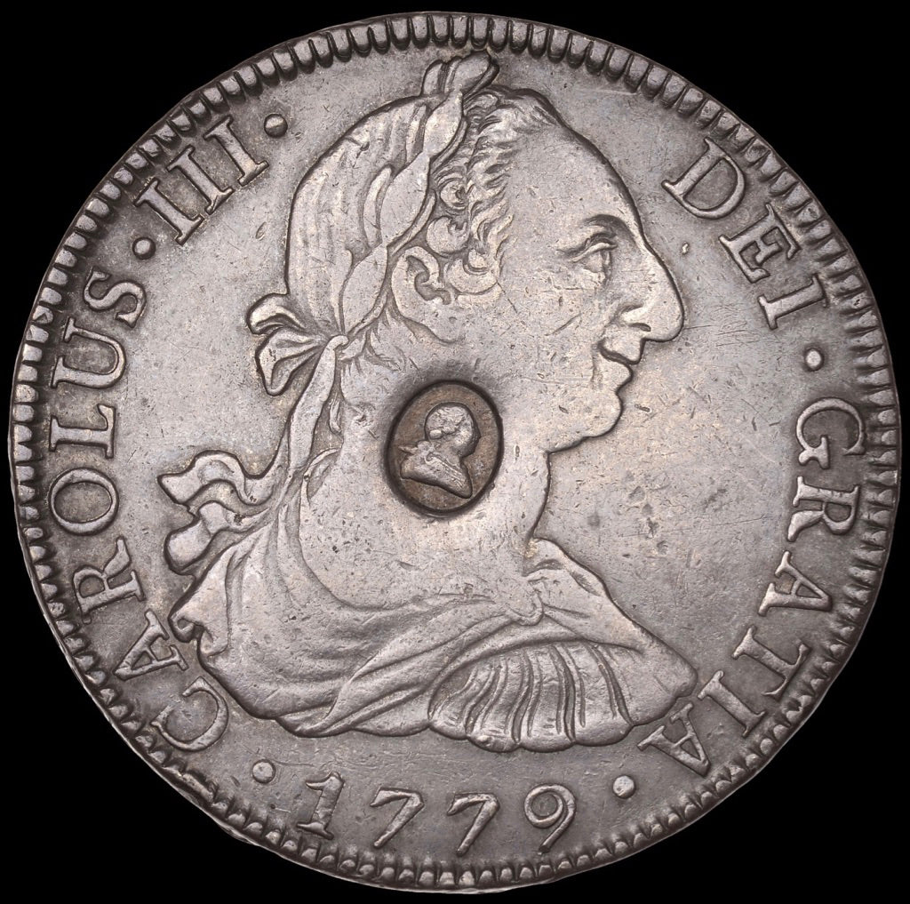 1779 Countermark dollar S3765A ESC 1852 Mexico City mint GVF