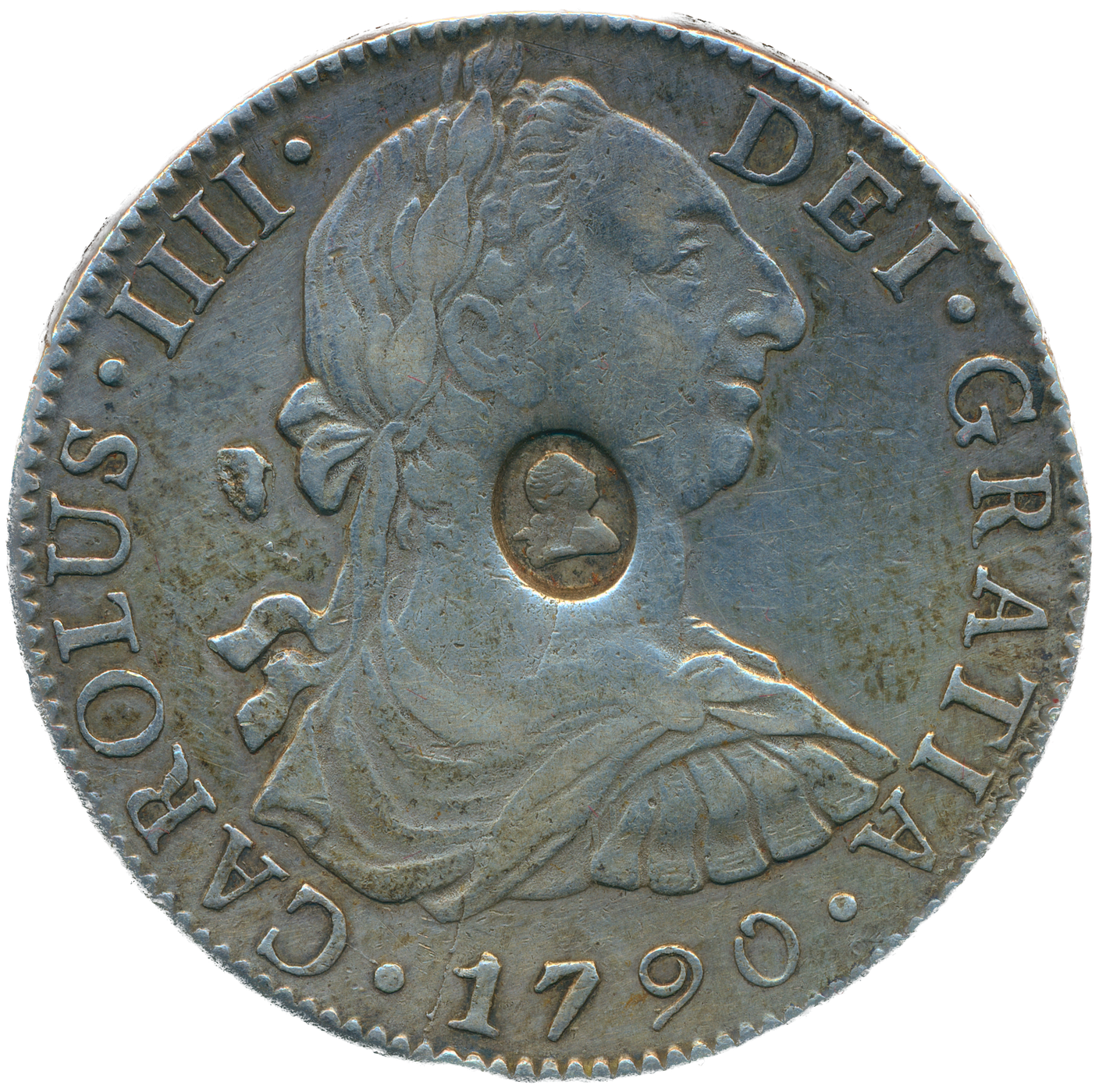 1790 Countermark dollar S3765A ESC 1852 Mexico City mint VF
