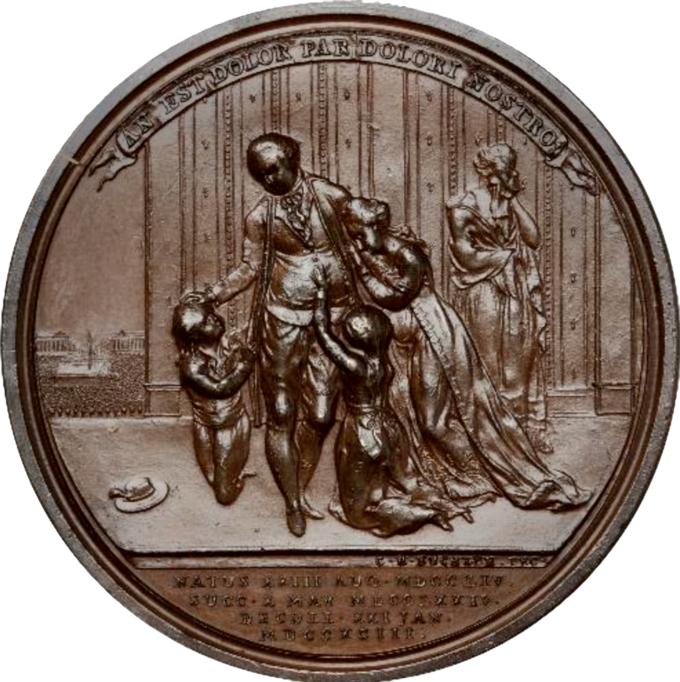 1793 FRANCE "The King's Farewell" 47.5mm bronze medal by C. H. Küchler EF