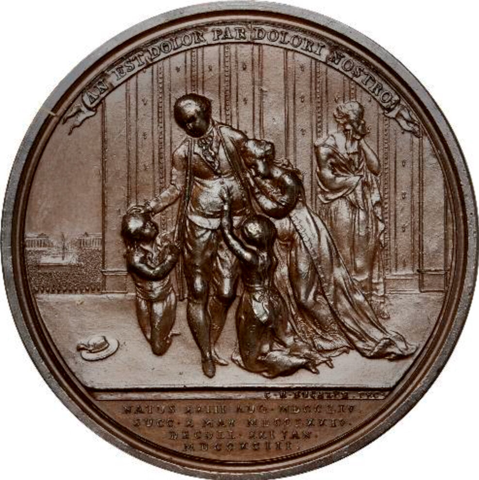 1793 FRANCE "The King's Farewell" 47.5mm bronze medal by C. H. Küchler EF