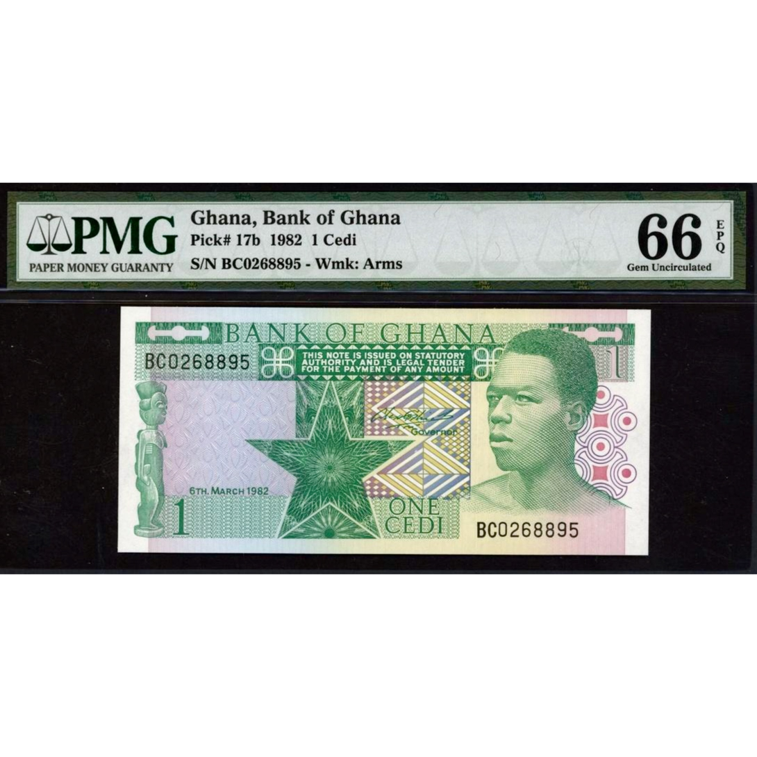 GHANA P.17b 1982 1 Cedi GEM 66 UNC