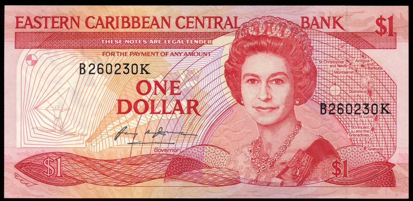 EAST CARIBBEAN P.17k K Suffix St Kitts 1988 $1 UNC