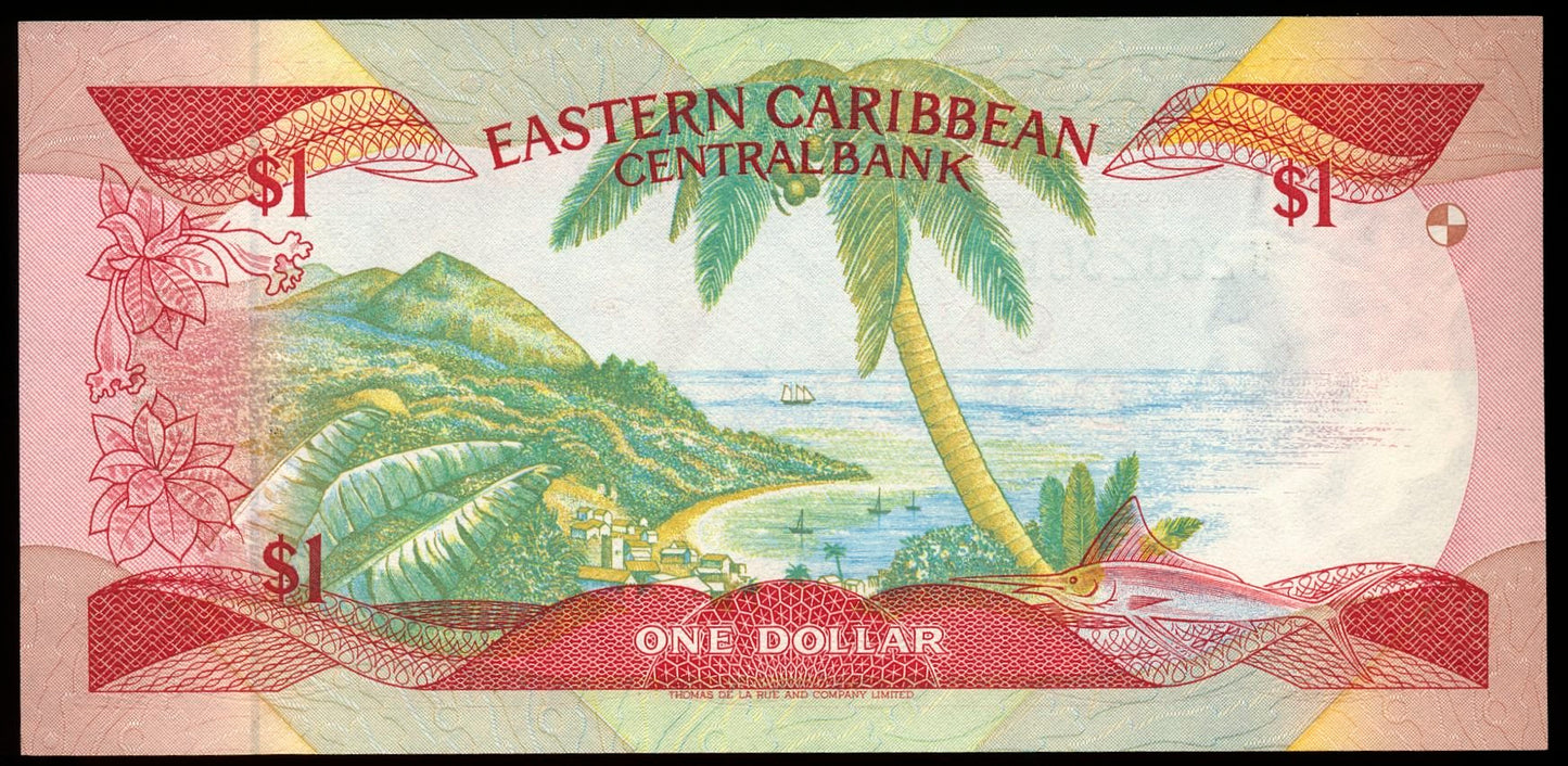 EAST CARIBBEAN P.17k K Suffix St Kitts 1988 $1 UNC