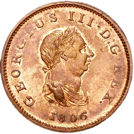 1806 Halfpenny S3781 BMC 1376 No berries UNC