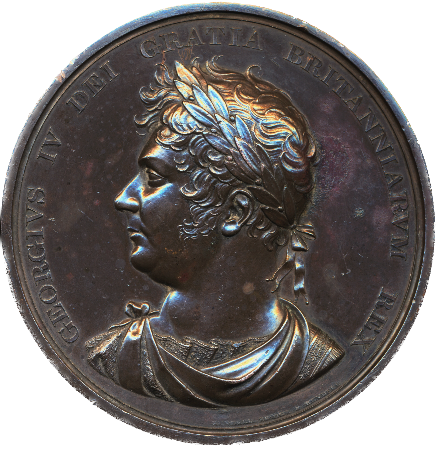 1820 Accession of George IV 70mm bronze medal E1123a BHM 1010 GVF