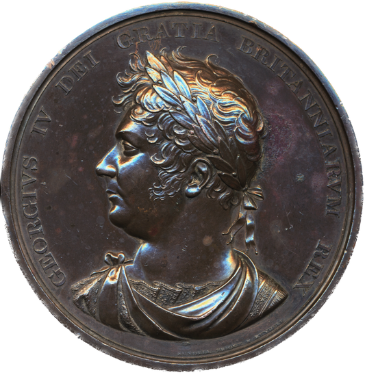 1820 Accession of George IV 70mm bronze medal E1123a BHM 1010 GVF