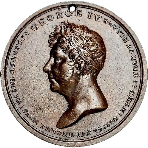 1820 Accession of George IV 45.5mm bronze medal Very rare BHM 1017 EF
