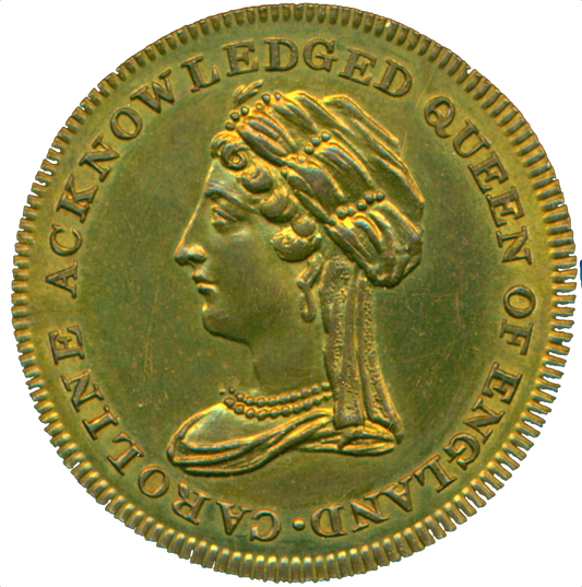 1820 Queen Caroline Acknowledged 25mm brass medal BHM 1039 EF