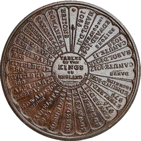 1820 Tables of the Kings of England 38.5mm bronze medal by Thomas Halliday