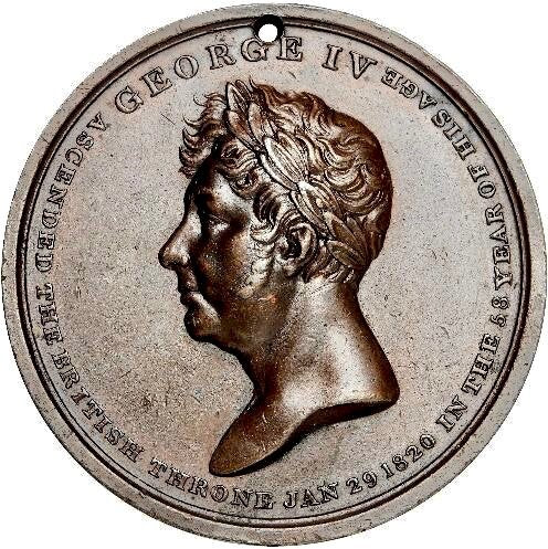 1820 Accession of George IV 45.5mm bronze medal Very rare BHM 1017 EF