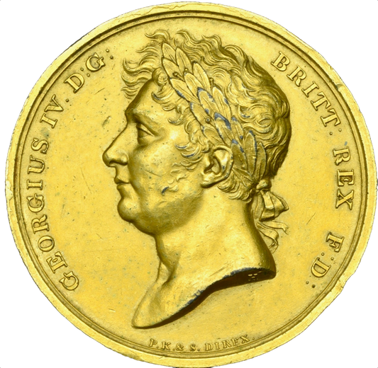 1821 Coronation gilt copper medal BHM 1073 Very rare AEF