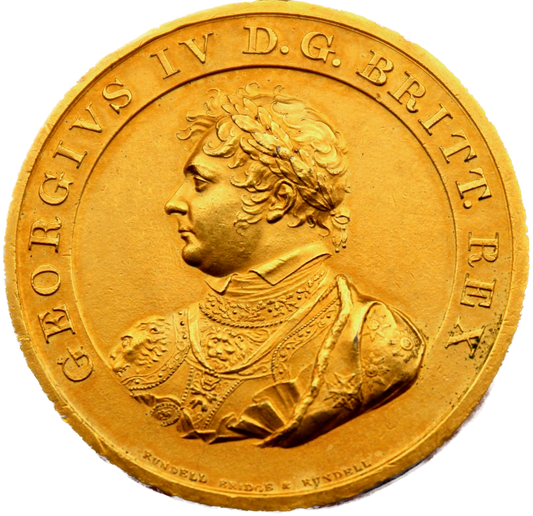1821 Coronation gilt copper medal BHM 1090 UNC