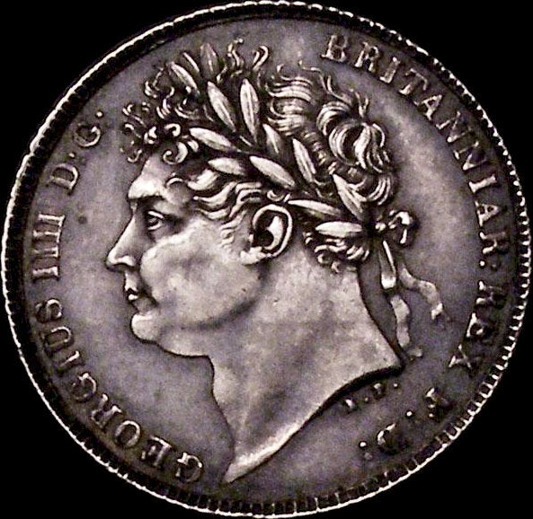 1821 Sixpence Laureate head S3813 ESC 2421 EF