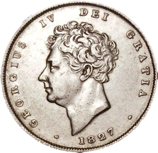 1827 Shilling Bare head S3812 ESC 2412 Rare NEF