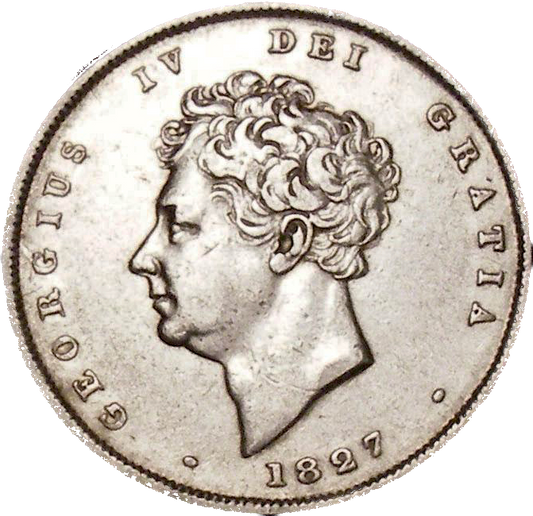 1827 Shilling Bare head S3812 ESC 2412 Rare NEF