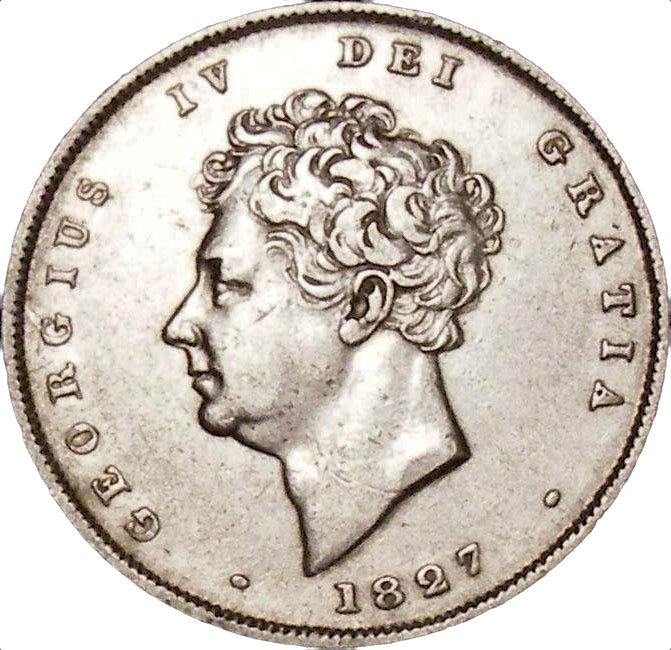 1827 Shilling Bare head S3812 ESC 2412 Rare NEF