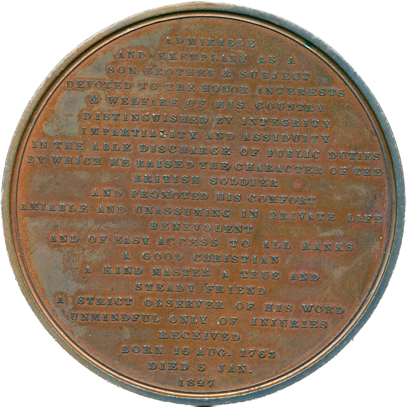 1827 Death of Duke of York 60mm copper medal NY B Pistrucci BHM 1283 E1189