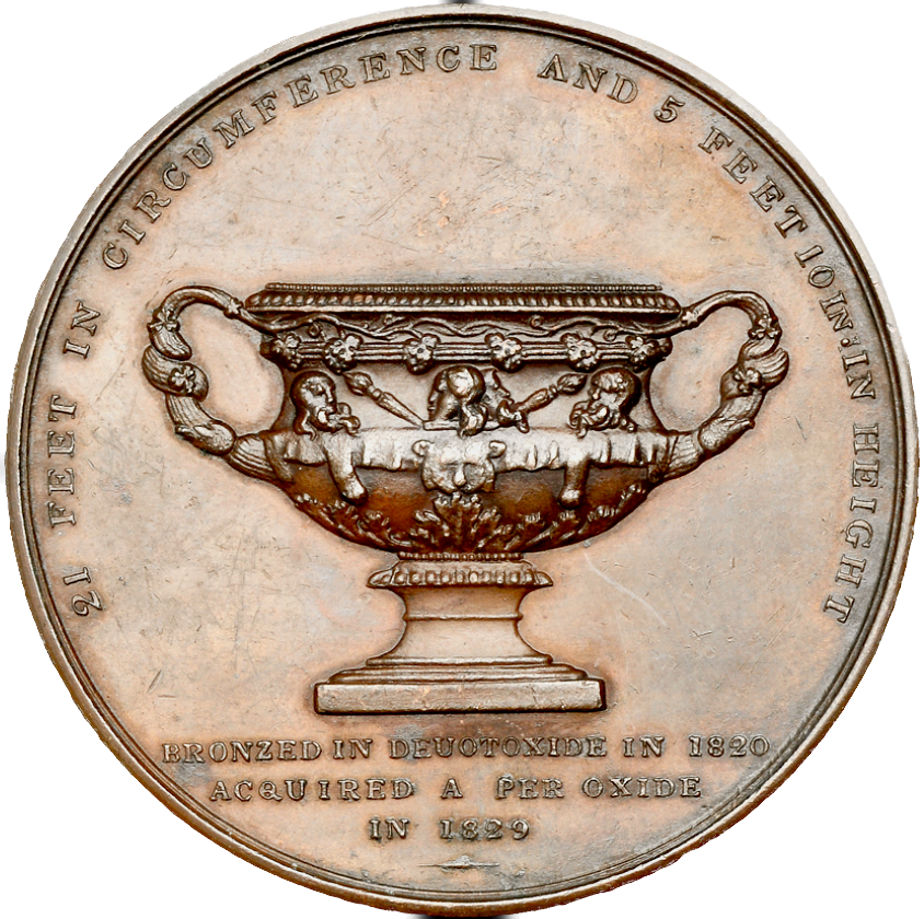 1829 Thomason's Vase 52mm bronze medal BHM 1359 UNC