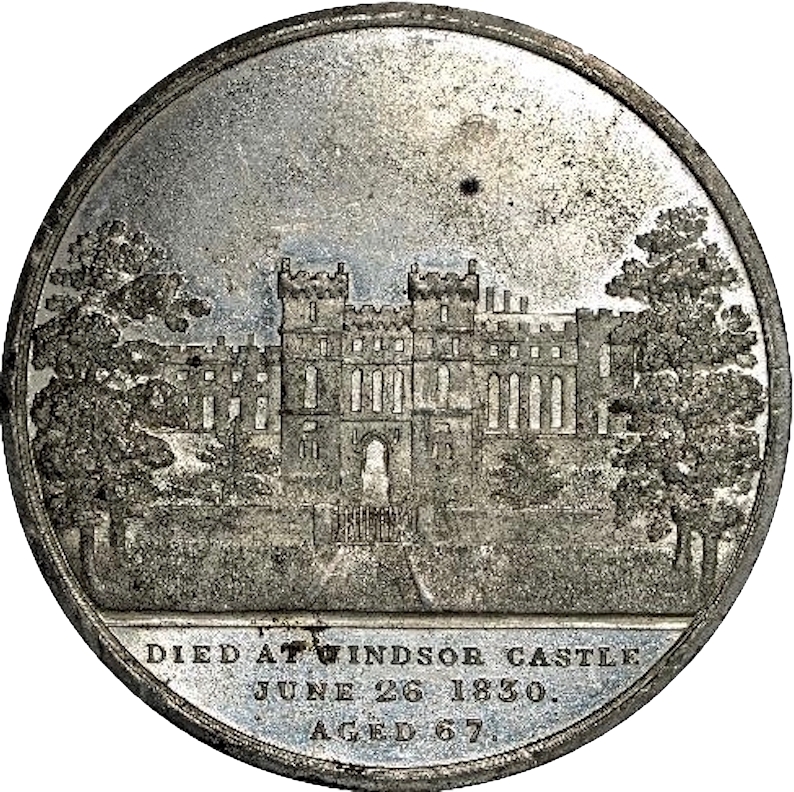 1830 Death of George IV at Windsor Castle 51.5mm white metal E1219 BHM 1391 NEF