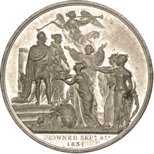 1831 Coronation 55mm white metal medal by TW Ingram BHM 1484
