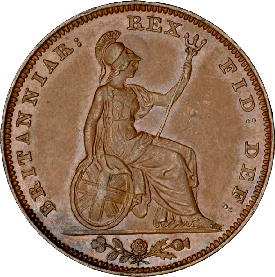 1834 Farthing S3848 BMC 1471 Raised line on saltire EF Scarce