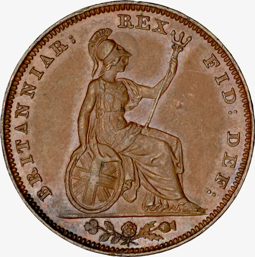 1834 Farthing S3848 BMC 1471 Raised line on saltire EF Scarce