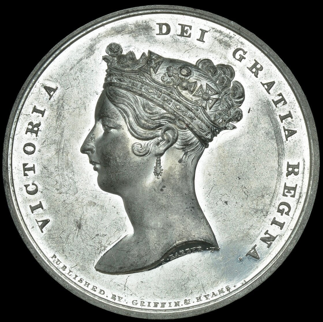 1837 Accession 62mm white metal medal Very rare E1296 BHM 1756 NEF