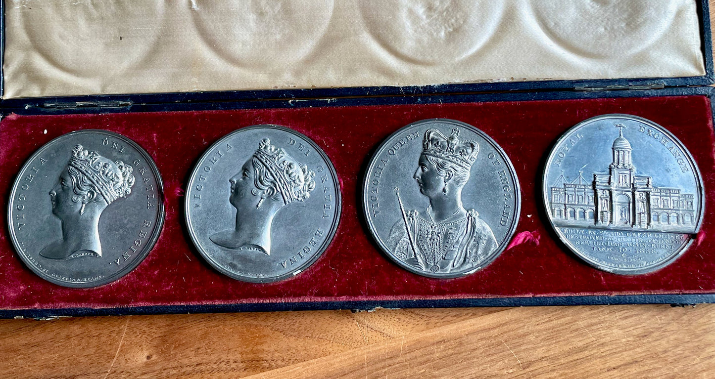 1837 A set of four 62mm white metal medals by J Barber in contemporary box Very rare