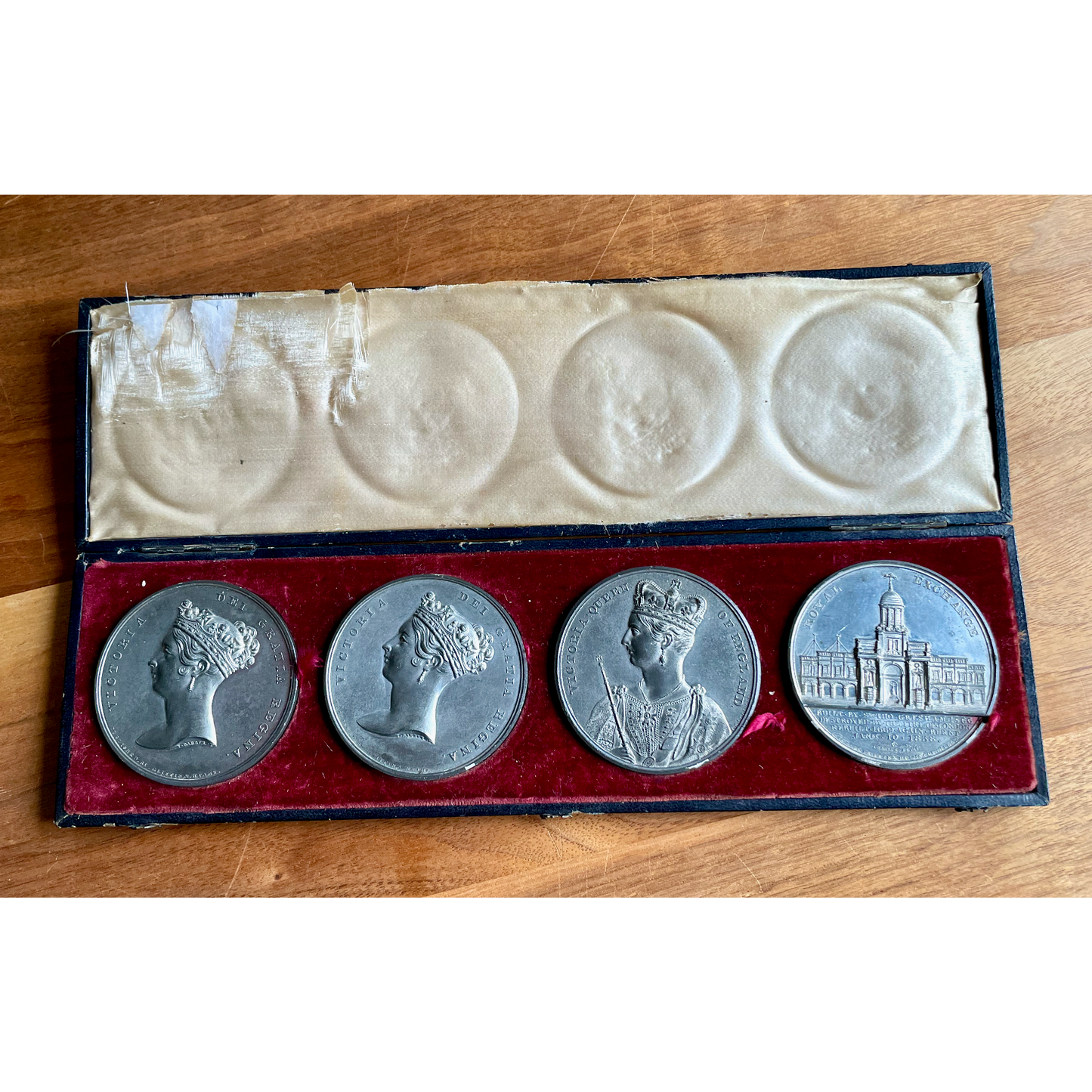 1837 A set of four 62mm white metal medals by J Barber in contemporary box Very rare