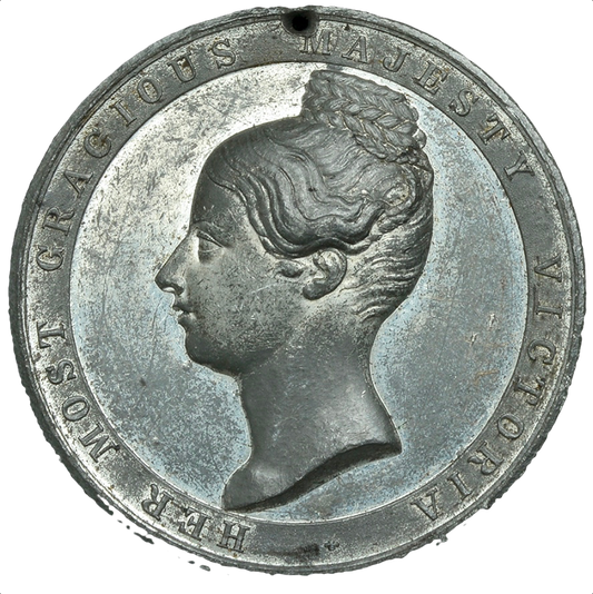 1838 Coronation 49mm white metal medal by J Davies BHM 1811 NEF