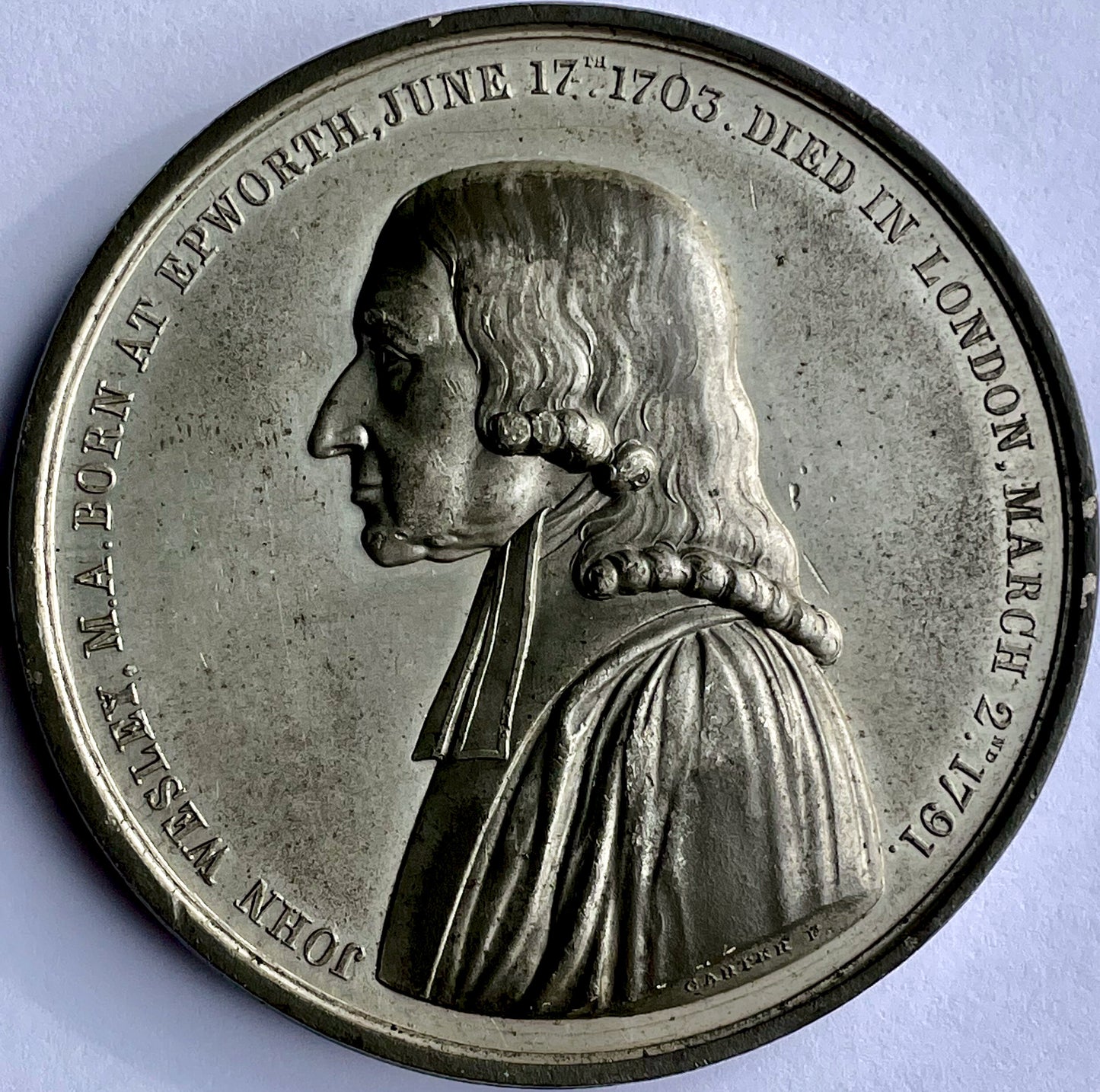 1839 Centenary of Wesleyan Methodism 65mm white metal medal BHM 1895 E 1329
