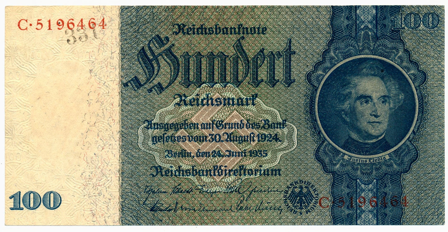GERMANY P.183b 1935 100 Reichsmark GVF