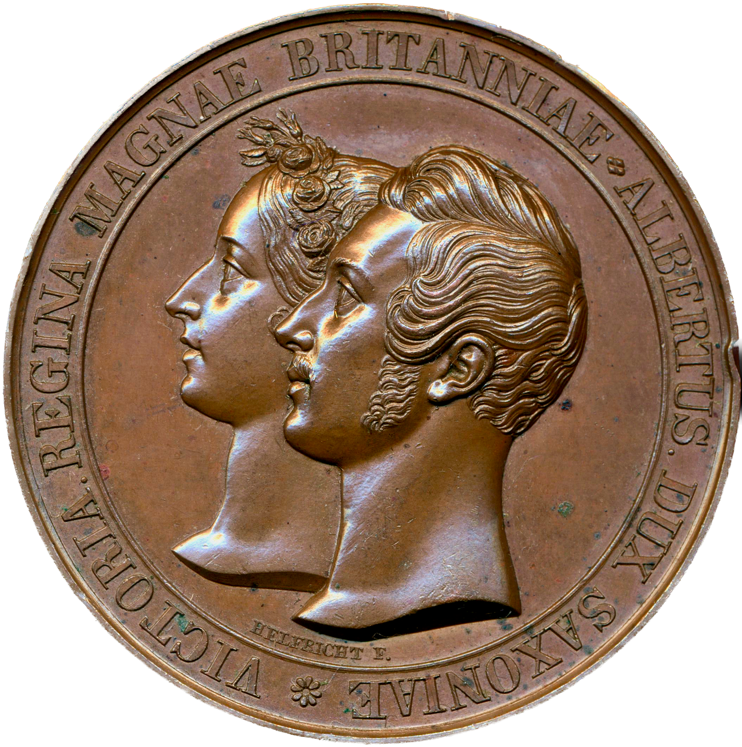 1840 Wedding of Victoria to Prince Albert 45mm bronze medal by Helfricht E1338 EF