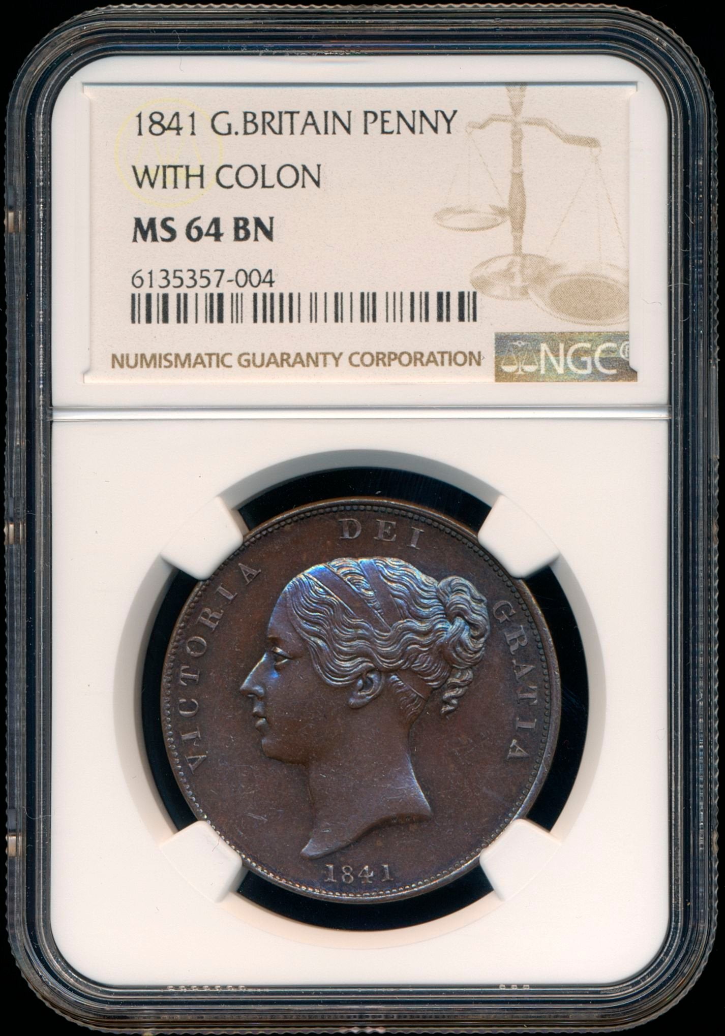 1841 Penny No colon after REG S3948 BMC 1484 MS 64 BN