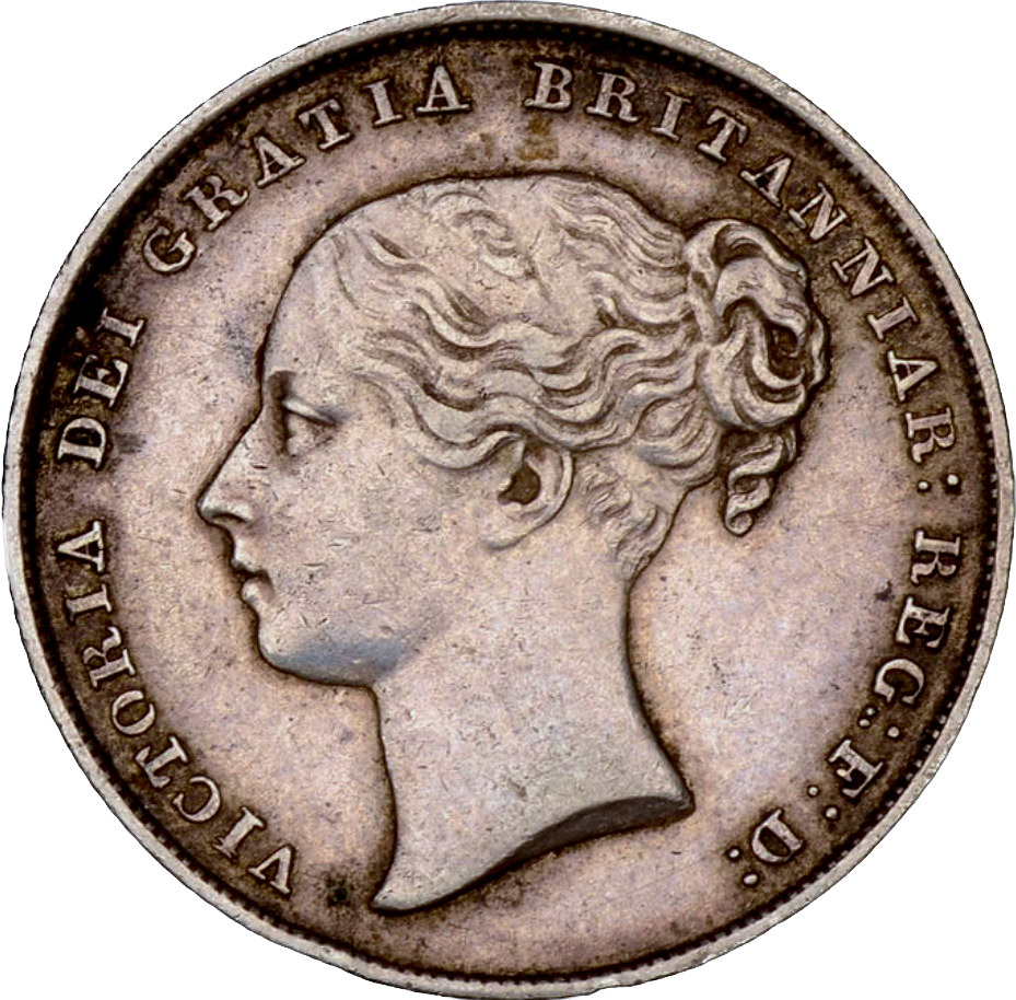 1846 Shilling 8 over 9 Second young head S3904 ESC 2992 Scarce NEF