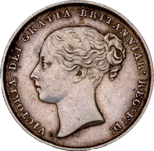 1846 Shilling 8 over 9 Second young head S3904 ESC 2992 Scarce NEF