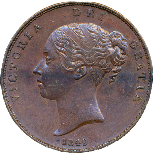 1849 Penny S3948 BMC 1497 Very rare EF or near so